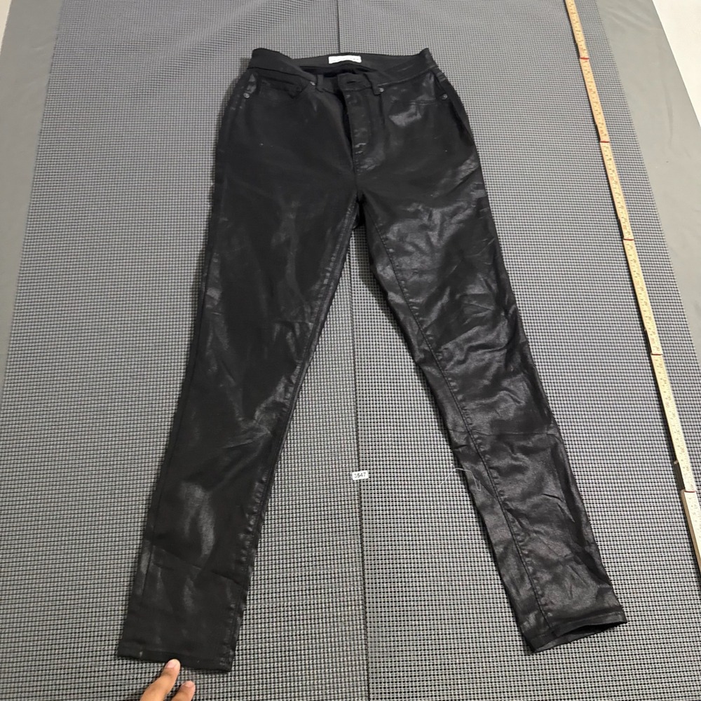 Loft Made and Loved The Curvy Skinny Black Coated Pants Size 0 25